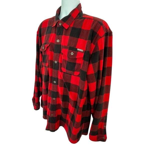 Eddie Bauer Mens TXL Red Buffalo Plaid Flannel Fleece Shirt Outdoor Lumberjack - Picture 3 of 16